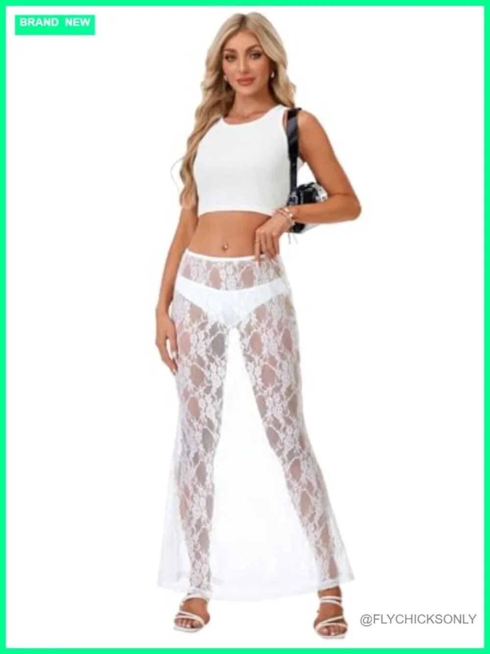 Sheer Lace A-Line High Waist Maxi Skirt Flowy Beach Cover-Up